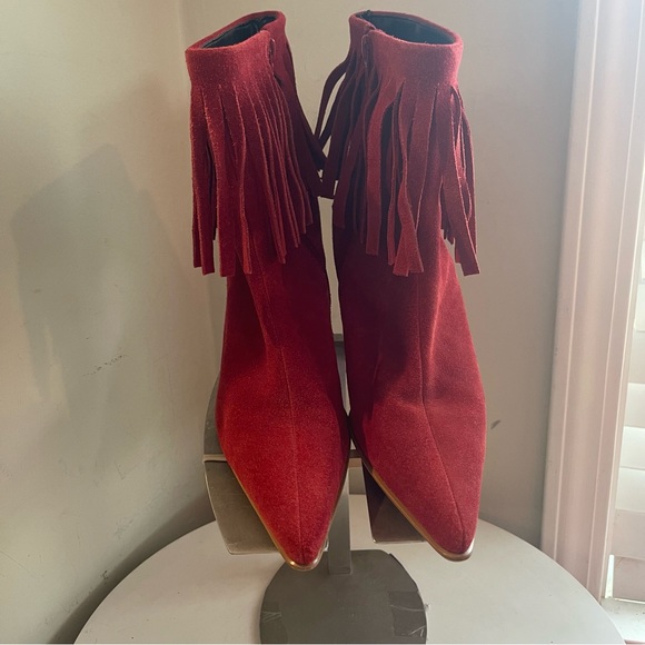 Wanted Women’s Red Fringe Ankle Heel Boots size 9 - Picture 1 of 10